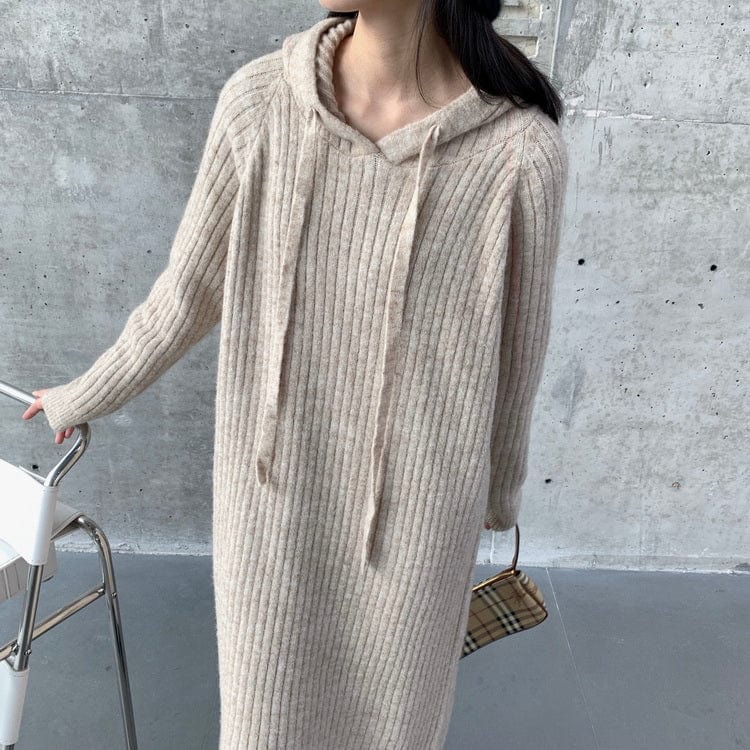 Buddha Trends Sweater Dresses Oversized Hooded Long Sweater Dress