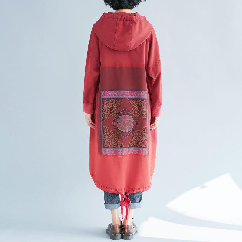 Buddha Trends Svetrové šaty Oversized Tribal Svetr s kapucí