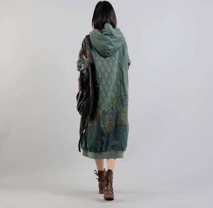 Peacock Paisley Hooded Sweater Dress