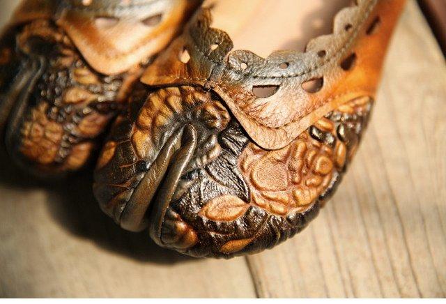 حذاء تابي حذاء باليرينا مصنوع يدويًا من الجلد