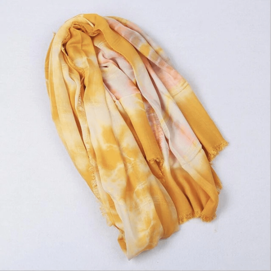 Большой желтый шарф с принтом тай-дай Buddha Trends Tie Dye