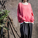 Buddha Trends Top T-shirt rosa caldo oversize allentata | Loto