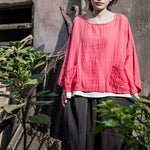 Buddha Trends Top T-shirt rosa caldo oversize allentata | Loto