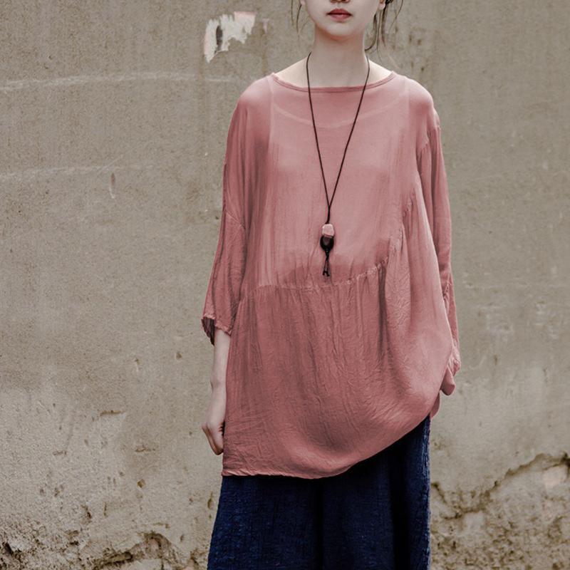 Buddha Trends Tops One Size / Rosa Übergroßes, fließendes rosa T-Shirt | Lotus