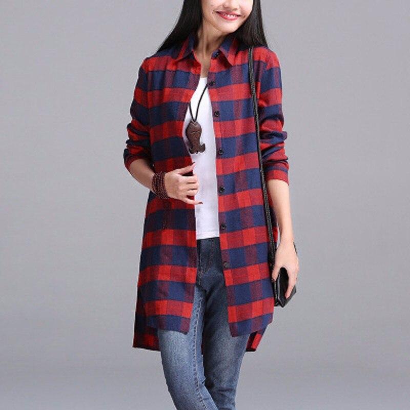 Buddha Trends Tops Red and Blue Plaid / S Oversized Vintage Plaid Shirt