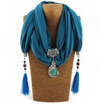 Collana con sciarpa in rilievo turchese di Buddha Trends con nappe