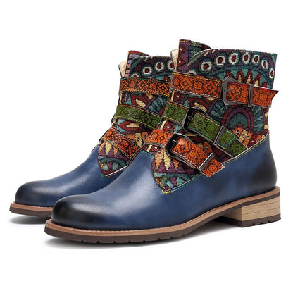Buddha Trends Vintage blue / 36 Topaz Boho Hippie Ankle Boots