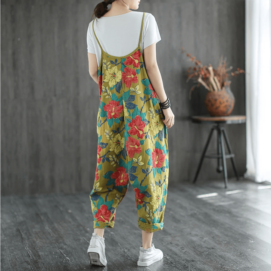 Buddha Trends Vintage Floral Print Overall