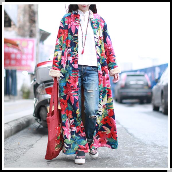Винтажное цветочное пальто
