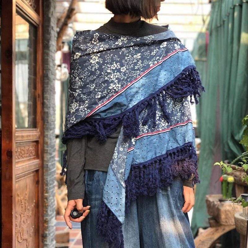 Buddha Trends Vintage Inspired Patchwork Cotton Pashmina Scarf
