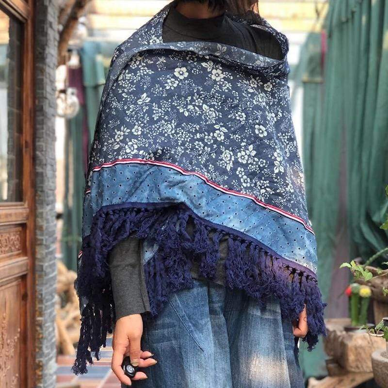 Bufanda Pashmina de algodón con patchwork de inspiración vintage de Buddha Trends