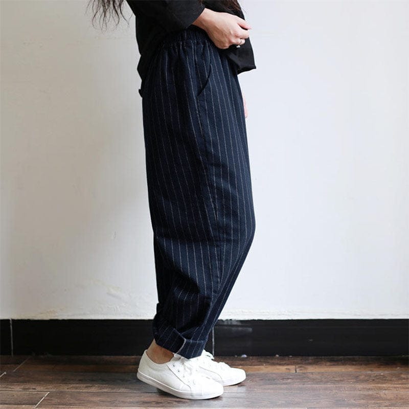 Pantalones extragrandes de rayas vintage de Buddha Trends