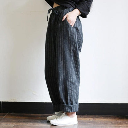 Buddha Trends Pantalon oversize à rayures vintage