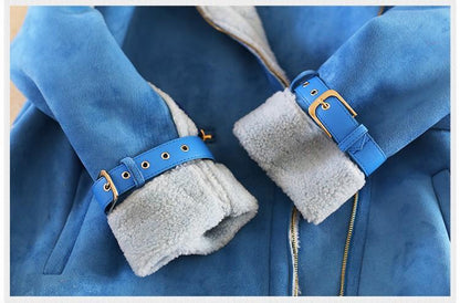 Ζεστό και άνετο μπλε μάλλινο ανοιξιάτικο μπουφάν | Μάνταλα