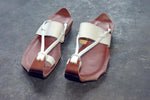 Buddha Trends bílé / 4.5 zakřivené retro kožené sandály