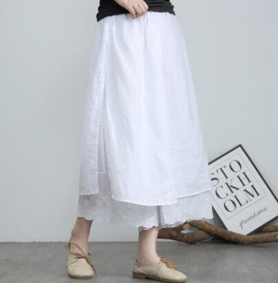 Buddha Trends White / One Size Split Side Palazzo Skirt Pants