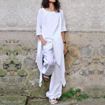 Buddha Trends White / S Celmia Long Asymmetrical Shirt