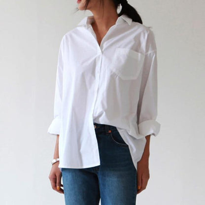 بوذا تريندز - أبيض / XXL أساسي - قميص بأزرار بيضاء