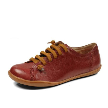 Buddha Trends Wine Red / 11 Leather Slip On Sneaker Flats