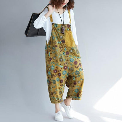 Buddha Trends Yellow / One Size Hippie Dippie Floral Patchwork Overall