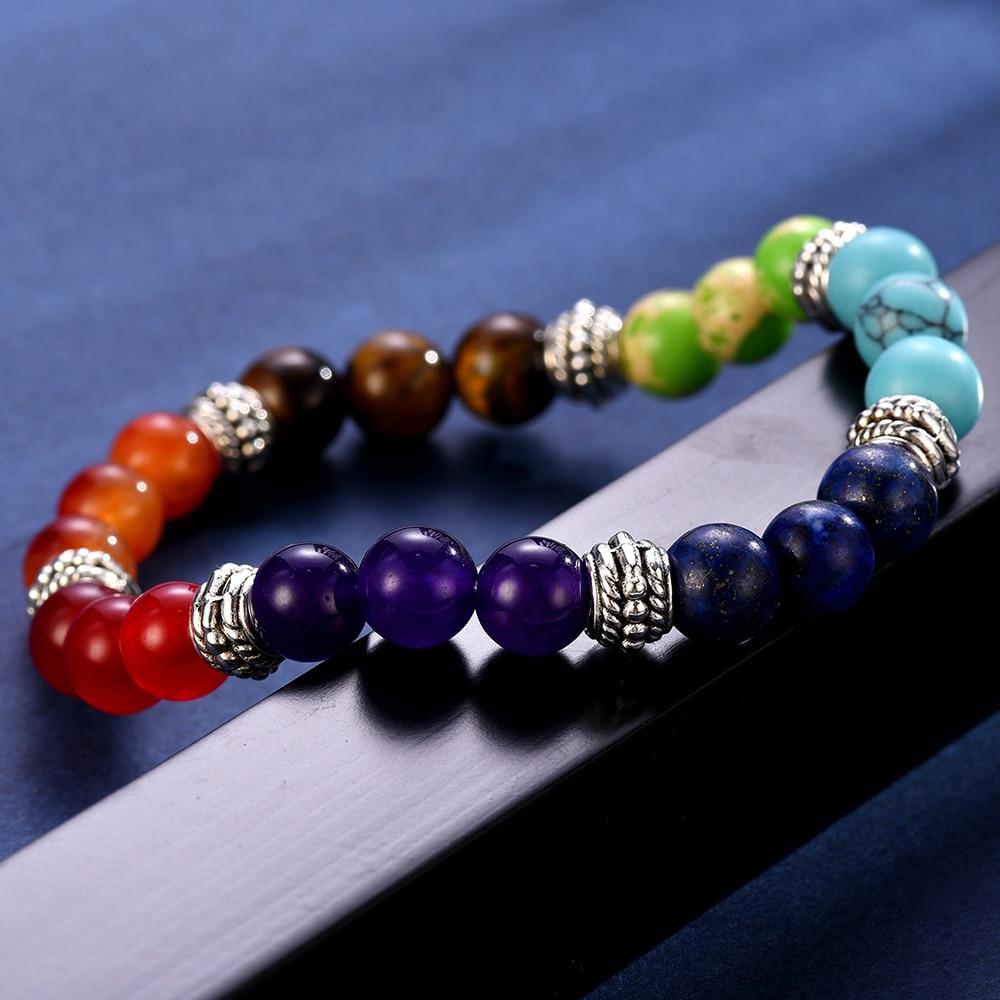 Buddhatrends 100% natürliches Chakra Stein Perlen Armband