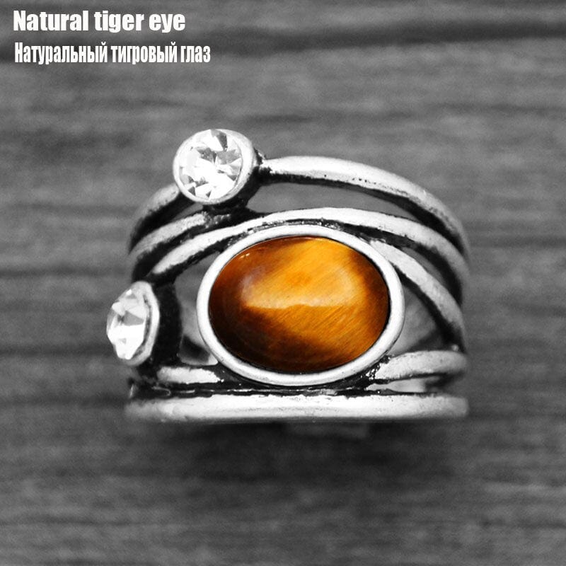 Buddhatrends 6 / Natural Tiger Eye Natural Stone Plant Ring