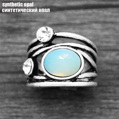 Buddhatrends 6 / Synthetic Opal Natural Stone Plant Ring