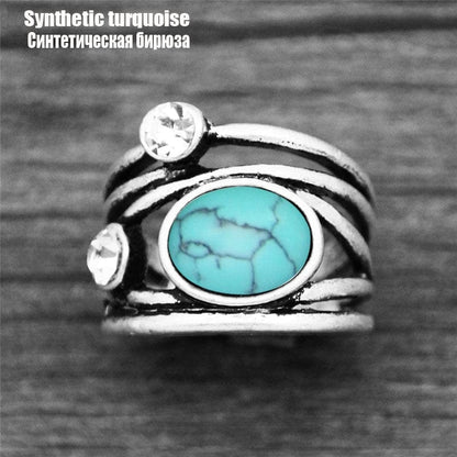 Buddhatrends 6 / Synthetic turquoise 2 Natural Stone Plant Ring