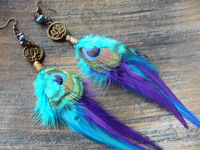 Buddhatrends A5 Extra Long Feather Earrings