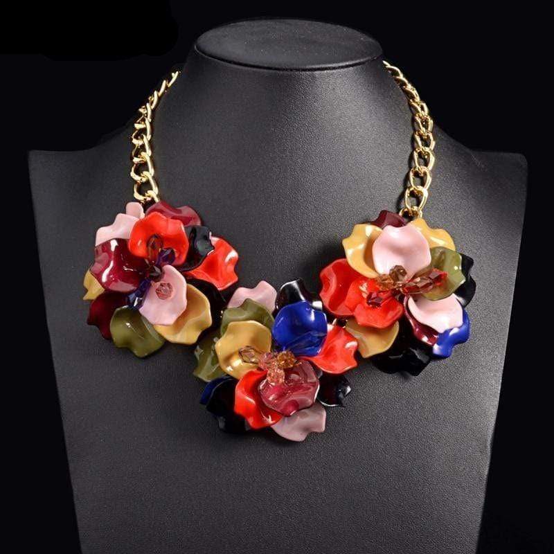 Abstract Flowers Oversized Choker Necklace