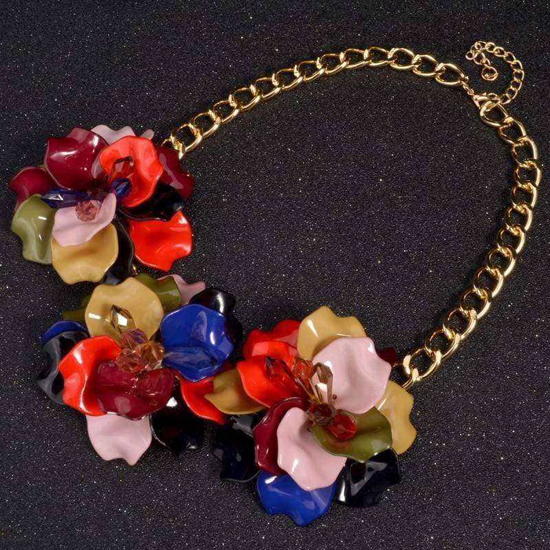 Buddhatrends Abstract Flowers Oversized Choker Necklace