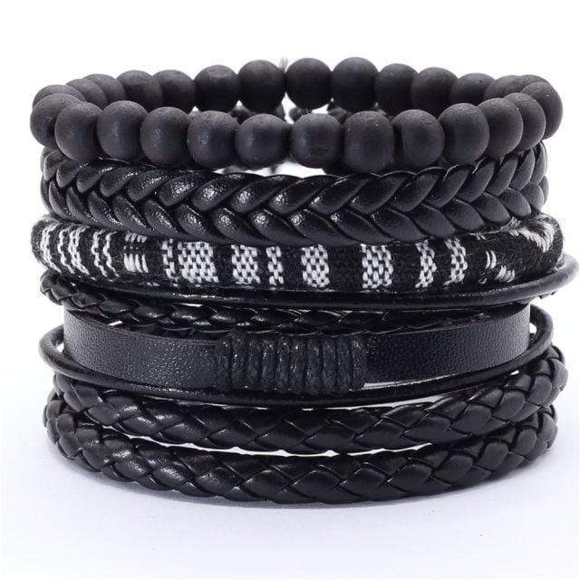 Buddhatrends Akna 5 Pieces Set Leather Bracelet