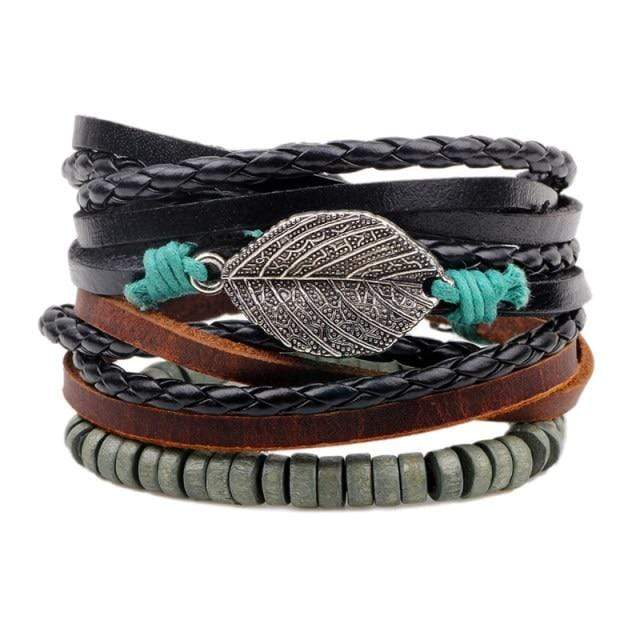 Buddhatrends Alinta 4 Pieces Set Leather Bracelet