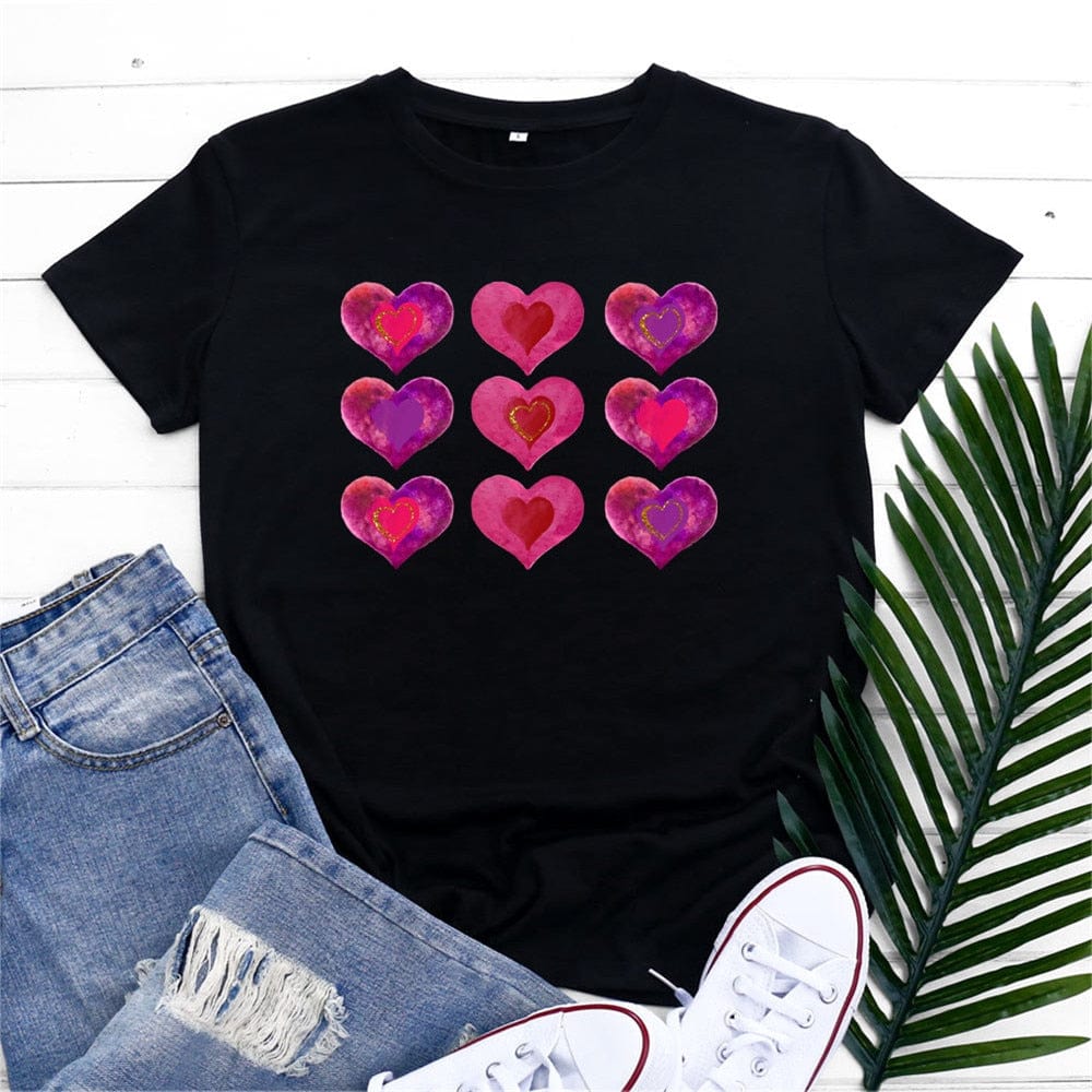 Camiseta de algodón con estampado de corazones de Buddhatrends