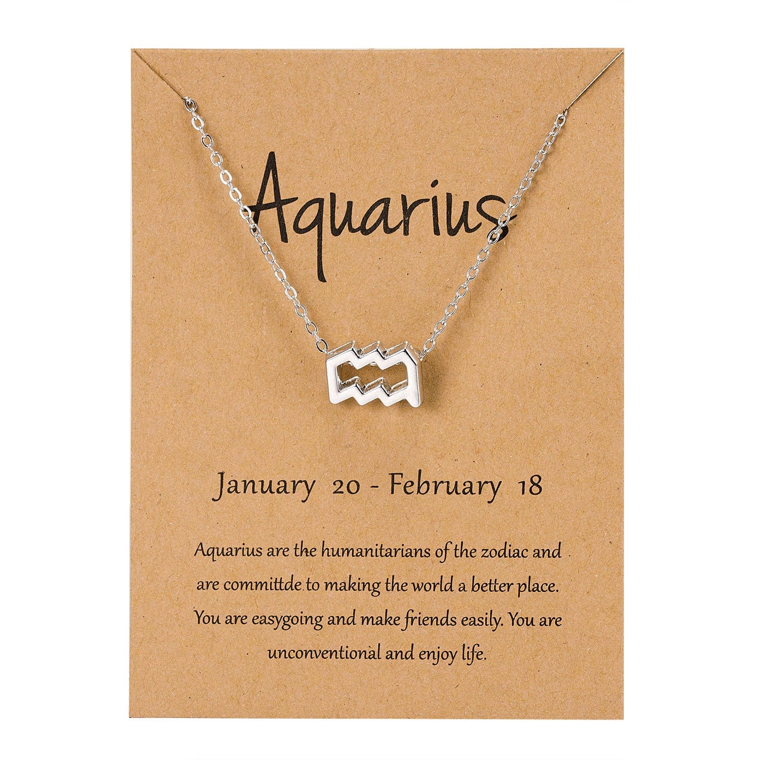 Buddhatrends Aquarius- Zodiac Sign Pendant Necklace