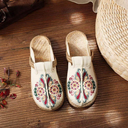 Buddhatrends Asian Embroidery Hemp &amp; Cotton Loafers