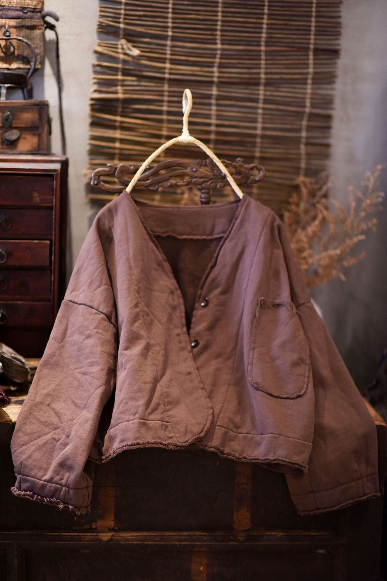 Buddhatrends Auburn / One Size Short Patchwork Cotton Jacket