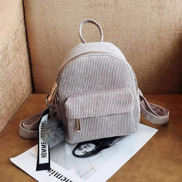 Buddhatrends Backpack Gray / 24x18x10cm Corduroy Mini Backpack Purse
