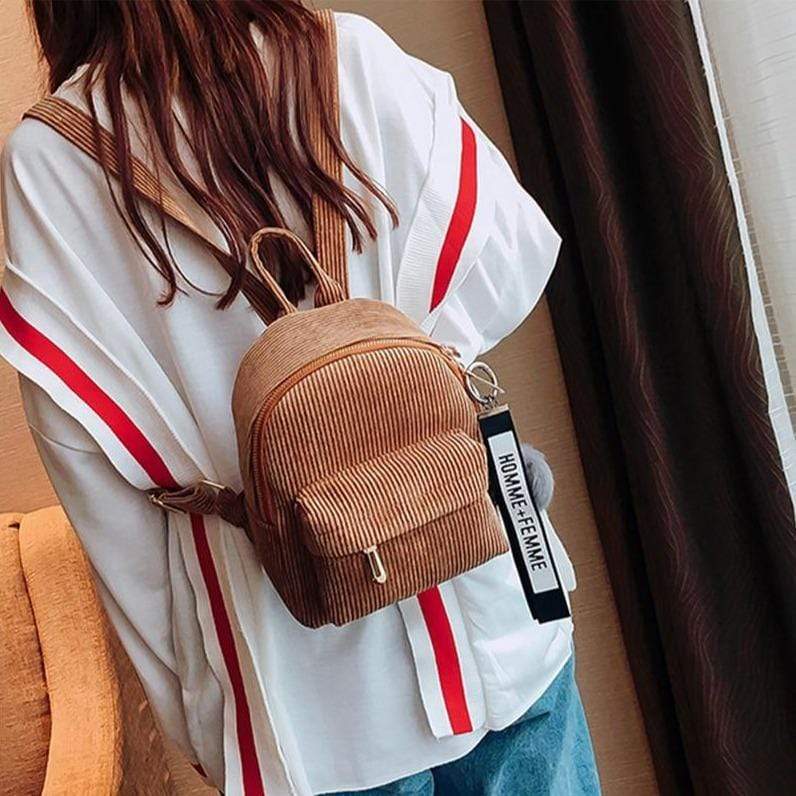 Sparán backpack Buddhatrends Khaki / 24x18x10cm Corduroy Mini Backpack