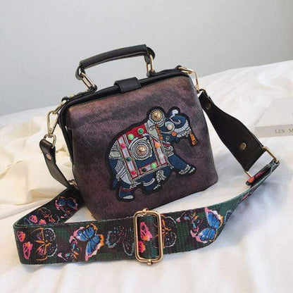 Buddhatrends Bags Purple / 18cmx16cmx8cm Tori Vintage Embroidered Elephant Bag