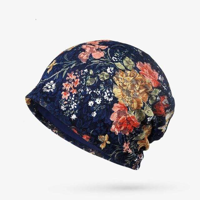 Buddhatrends Beanie Hats Blue Haley Floral Casual Beanie Hat