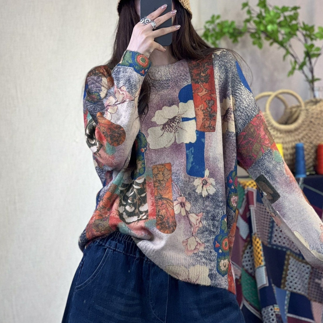 Suéter de cashmere de vison solto Buddhatrends bege/tamanho único