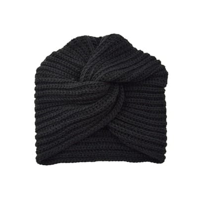 Buddhatrends Black Bohemian Knitted Cross Wrap Hat