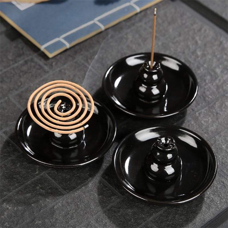 Buddhatrends Black Ceramic Mini Incense Burner