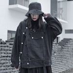 Steampunk Oversized Black Denim Jacket | Millennials