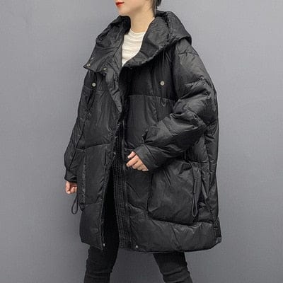 Buddhatrends Black / M Hooded loose Down Coat