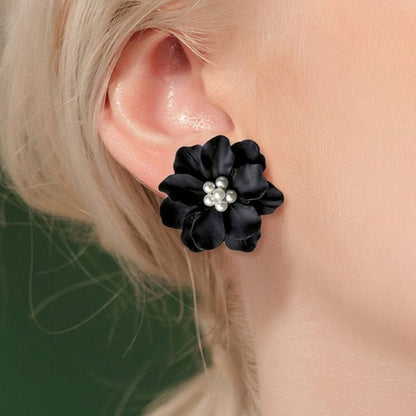 Buddhatrends Black Party Club Flower Earrings