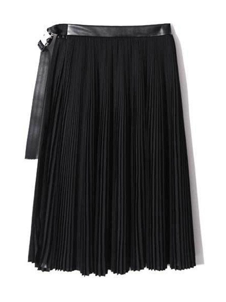 Buddhatrends Black Pleated Half Skirt Belt