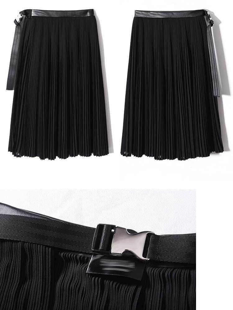 Buddhatrends Black Pleated Half Skirt Belt