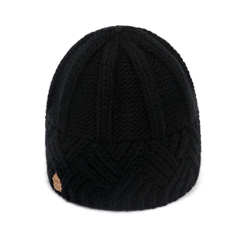 Buddhatrends Black Retro Knitted Beanie Hat